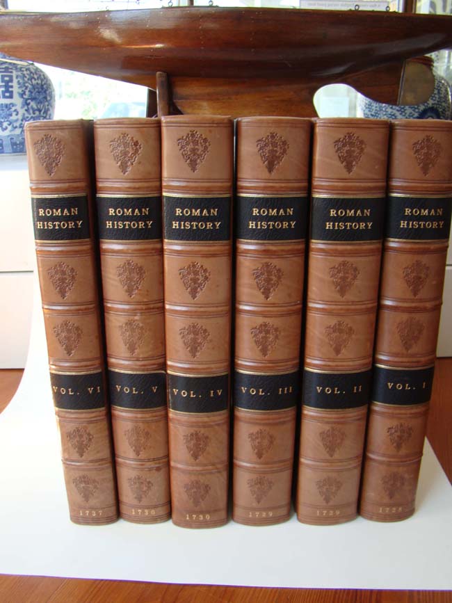 A beautiful 6 volume set of ROMAN HISTORY printed in London 1728-1737